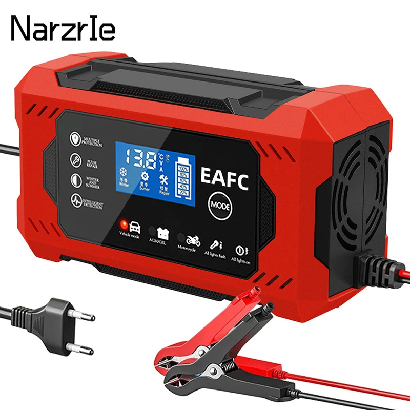 Large Screen Car Battery Charger 6A 12V Car and Motorcycle Battery Charging Device Lead-acid Battery
