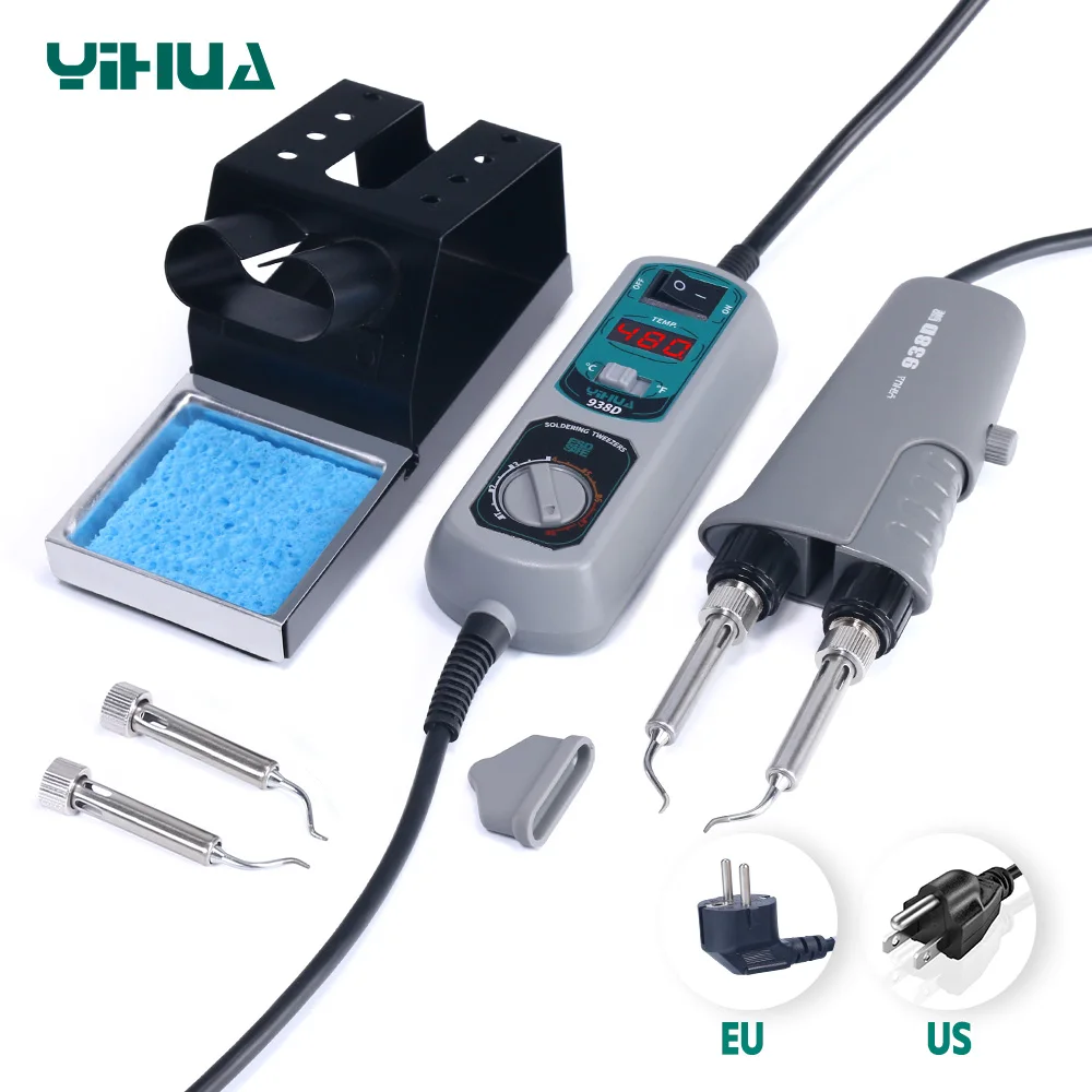 YIHUA 938D Portable Tweezers Soldering Station 110V 220V Soldering Iron Station Chip Desoldering Kit