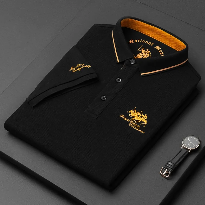 2023 New Embroidered Polo Shirt Men's High-end Luxury Top Summer Casual Lapel Short Sleeve T-shirt