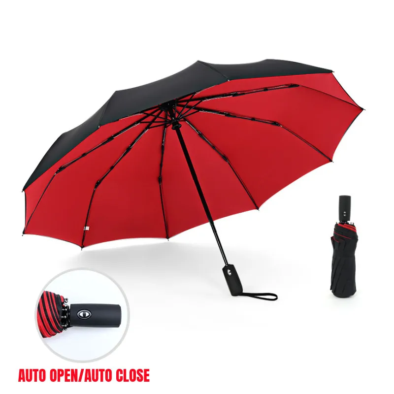 Windproof Double Layer Resistant Umbrella Fully Automatic Rain Men Women 10K Strong Luxury Business