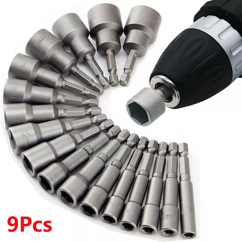 9pcs/set 5mm-13mm Hex Sockets Sleeve Nozzles Nut Driver Set Screwdriver Set Schroevendraaier Set