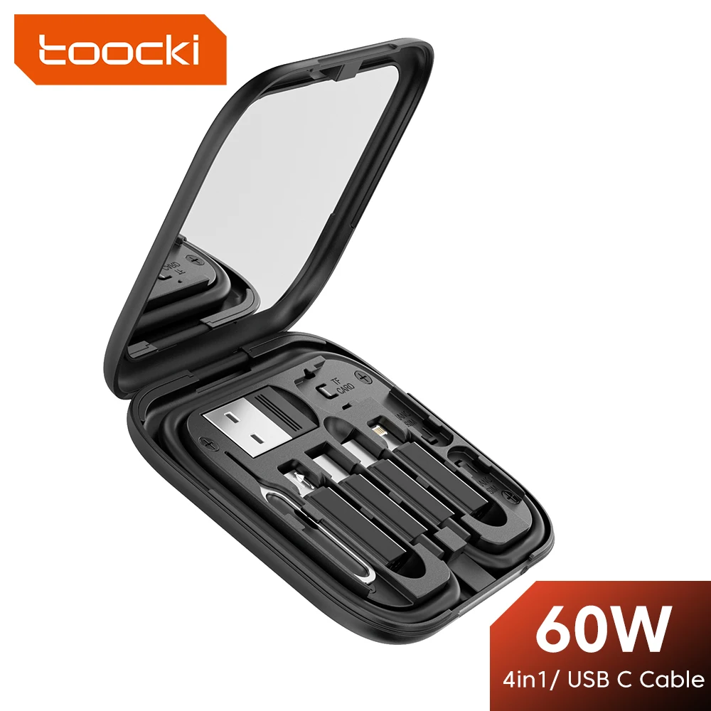 Toocki 4 In 1 Pd 60W Usb C Naar Usb Type C Kabel Data Snoer Voor Poco Macbook Laptop Micro Usb Type C Kabel Otg Set Box Met Houd