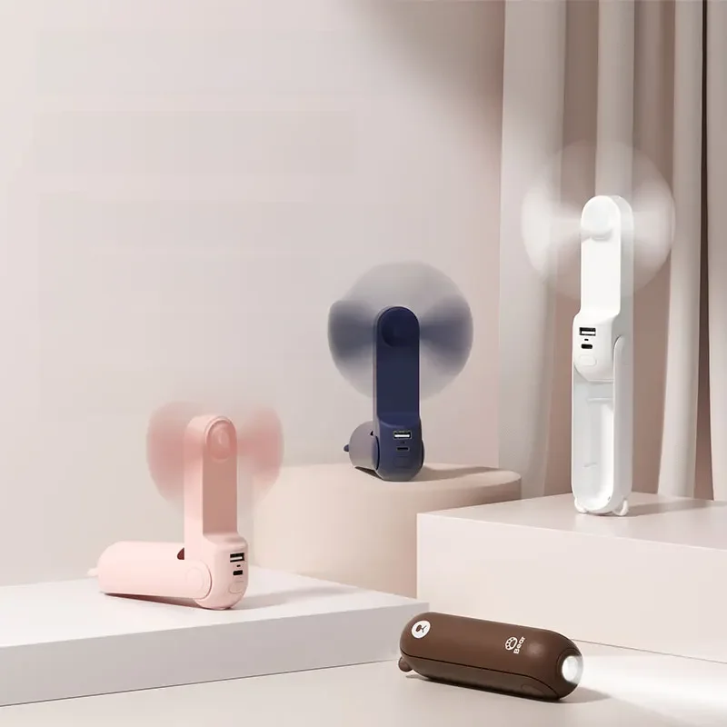 JISULIFE Draagbare ventilator Mini-handventilator USB 4500 mAh Opladen Handheld Kleine 3-in-1 zakventilator met Power Bank-zakla