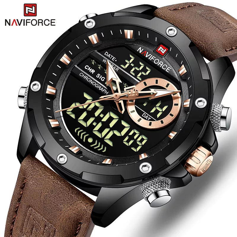 NAVIFORCE Digital Men Military Watch Waterproof Wristwatch LED Quartz Clock Sport Watch Male Big