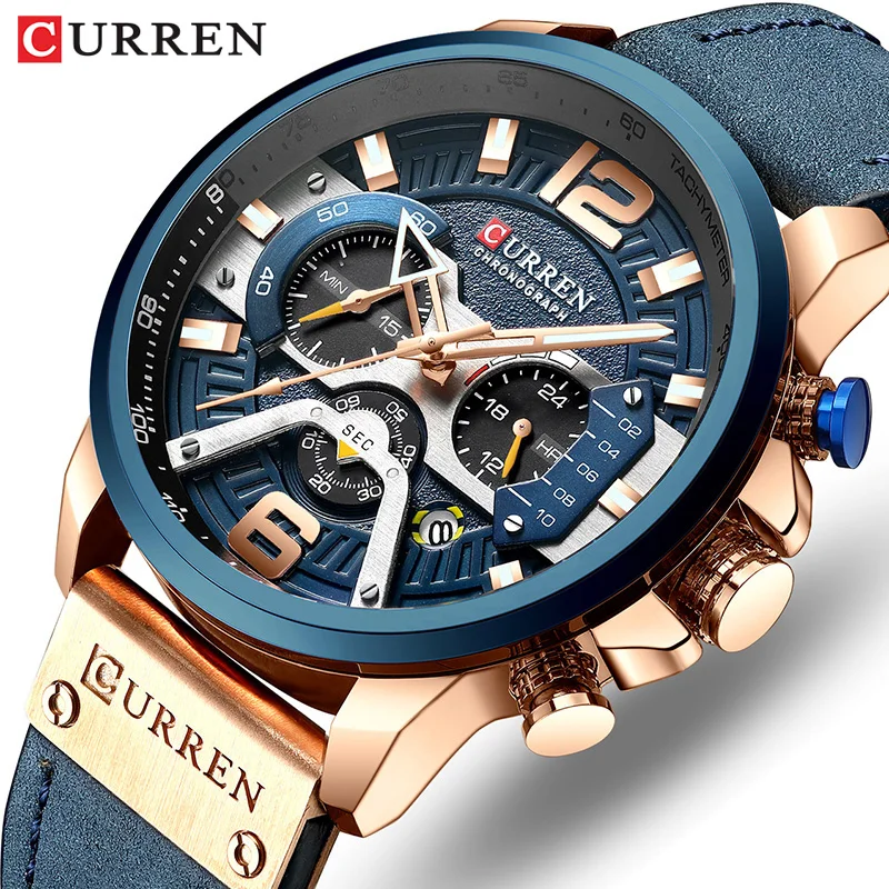 CURREN Luxury Brand Men Analog Leather Sports Watches Men's Army Military Watch Male Date Quartz