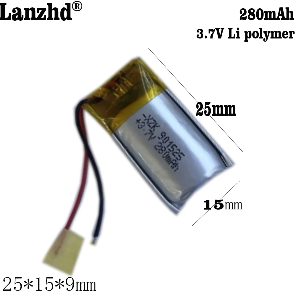 Bateria do íon do li-po li do polímero do lítio de 901525 3.7v 280mah dos pces 1-12 para o orador