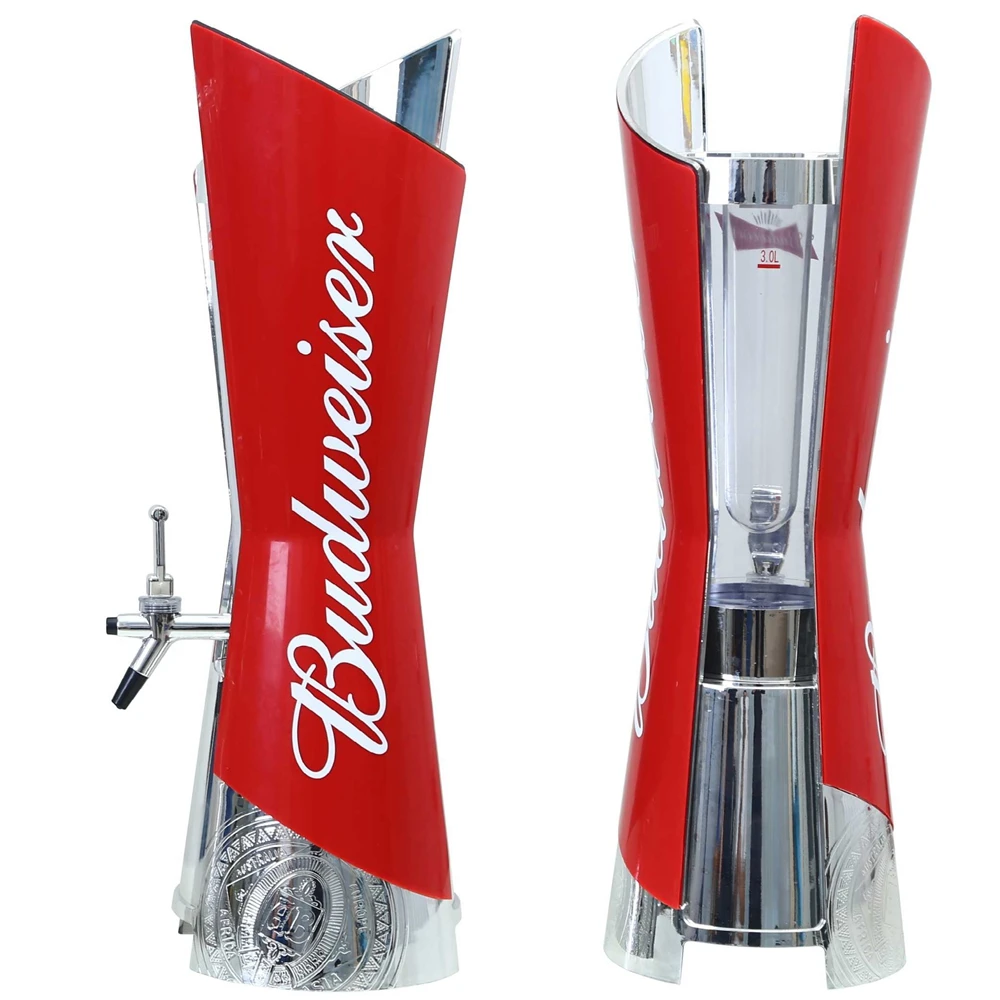 2 Units in 1 Carton, Red Beer Tower Dispenser with Ice Tube, Perfect as a Gift for Him, Home Bar,