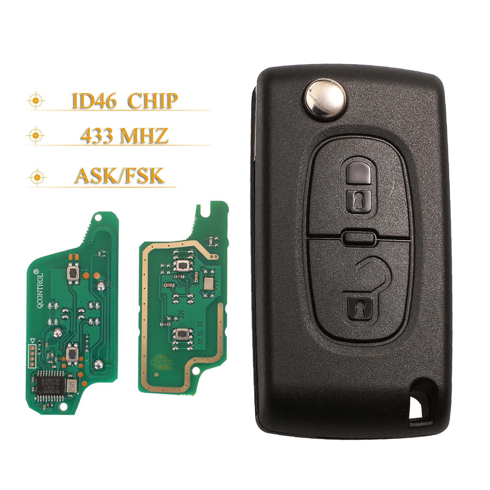 jingyuqin 2 Buttons Remote Car Key ASK/FSK 434Mhz For Citroen C4 C5 C6 C8 Xsara Picasso For Peugeot