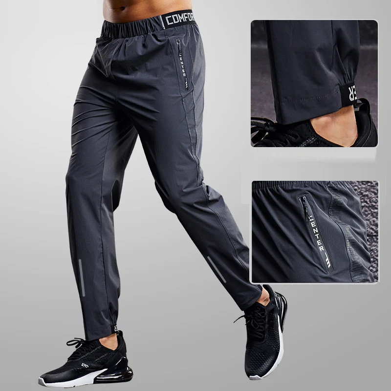 Quick Drying Sport Pants Men Running Pants With Zipper Pockets Training Joggings Sports Trousers