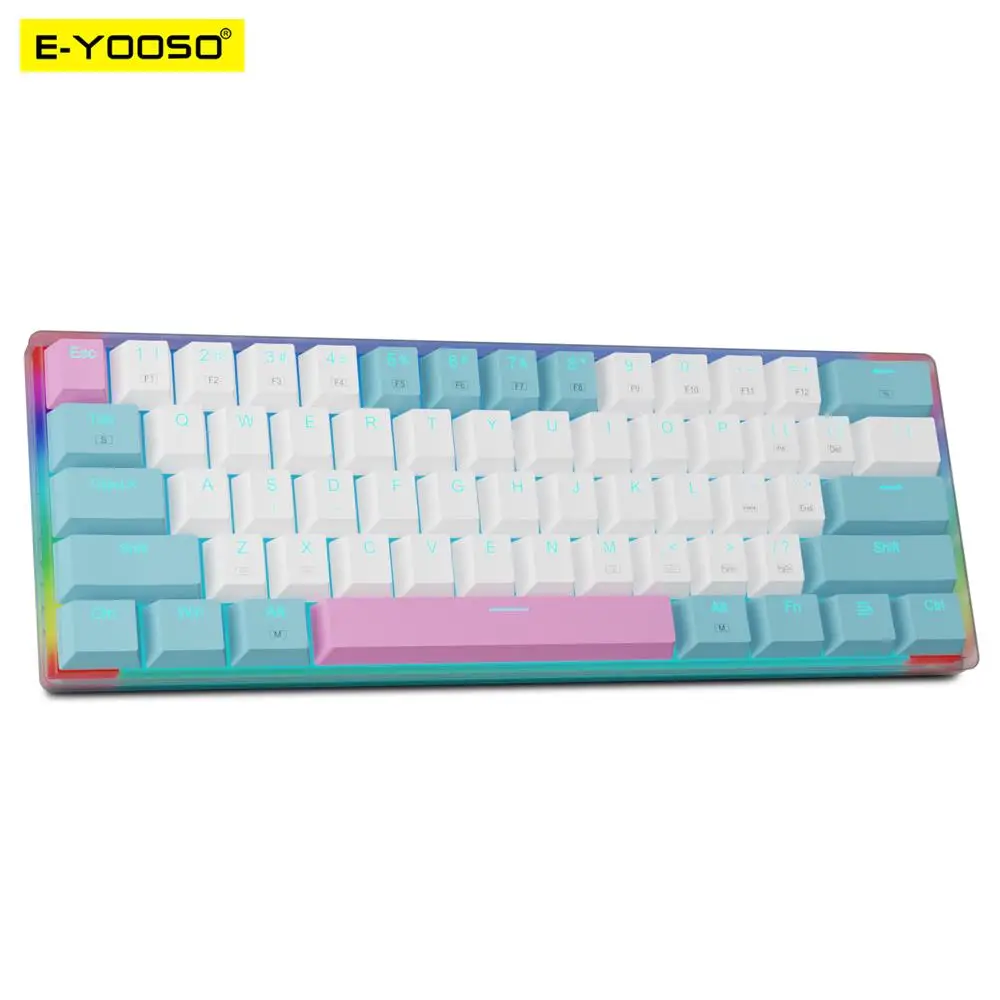 E-YOOSO Z11T USB 60% Mini Mechanical Gaming Keyboard Blue Red Switch 61 Keys Wired detachable