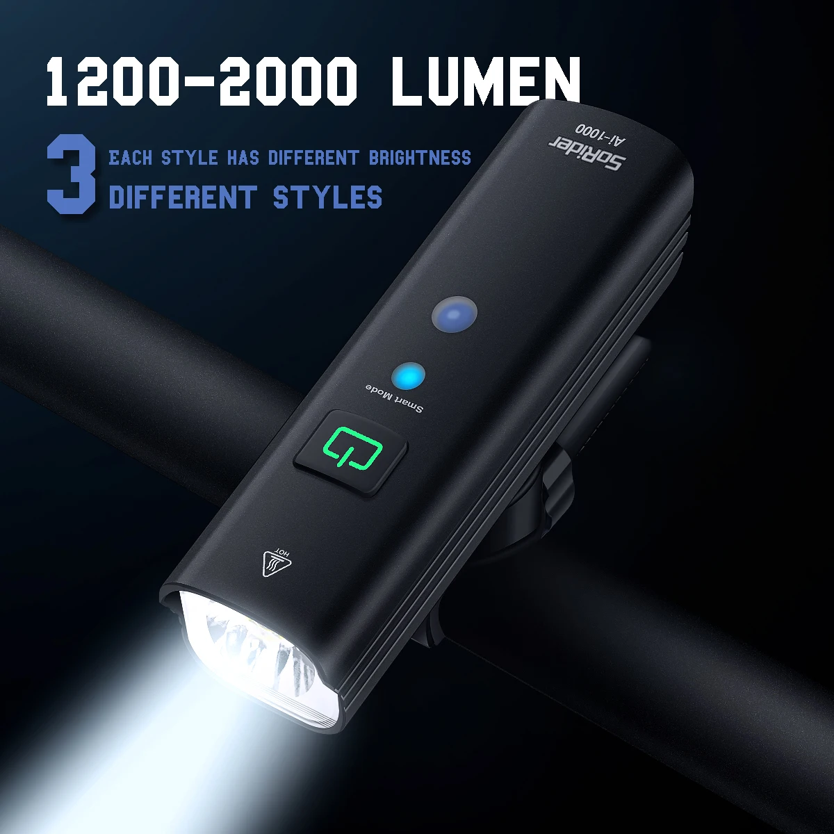 SoRider Bicycle Bike Headlight BR 2000 AI 1200 Lumens Lumen High Brightness Multi-Function Road MTB