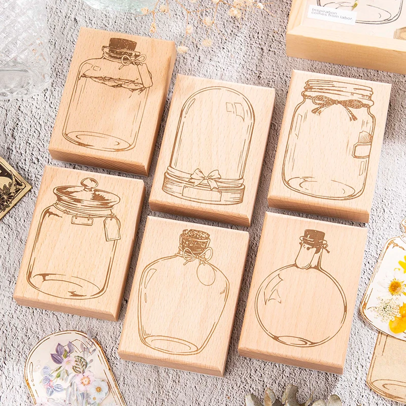Yoofun groot formaat vintage droom in fles houten stempel journaling scrapbooking diy houten flessen