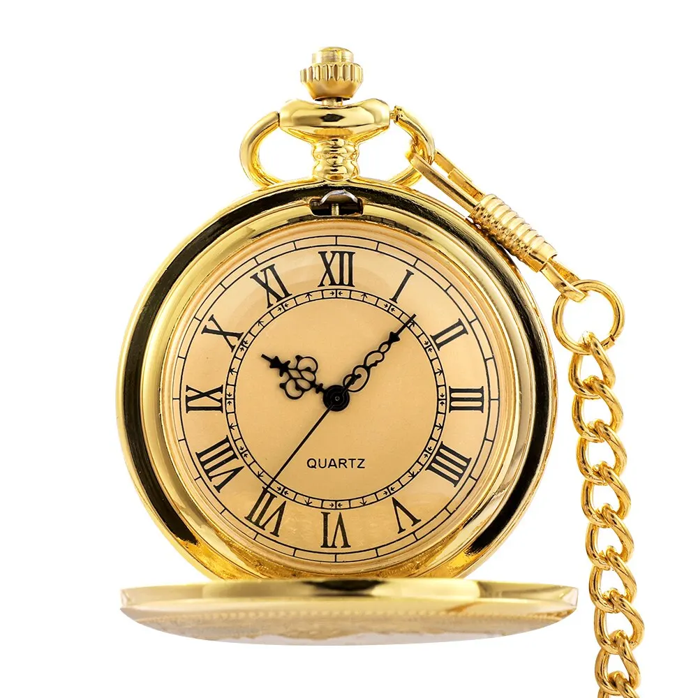 Antique Steampunk Vintage Roman Numerals Quartz Pocket Watch Multicolor Case Necklace Pendant Clock