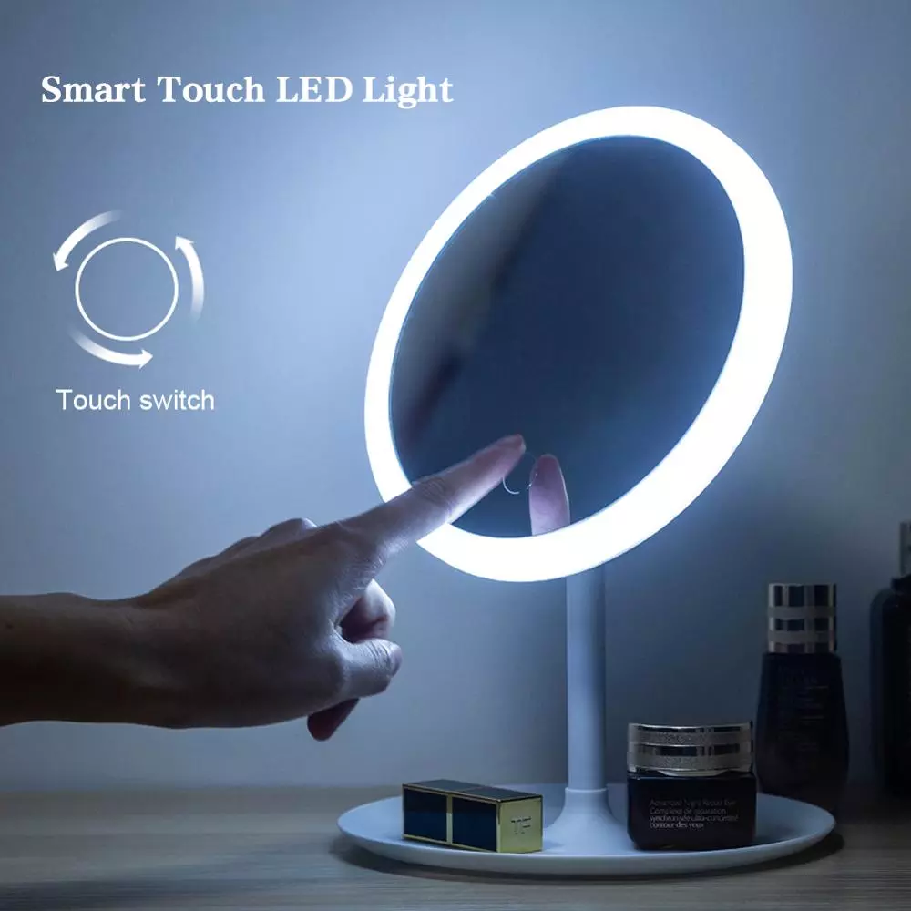 Makeup Mirror With Light  White LED Daylight Vanity Mirror Detachable/Storage Base 3 Modes Mirror