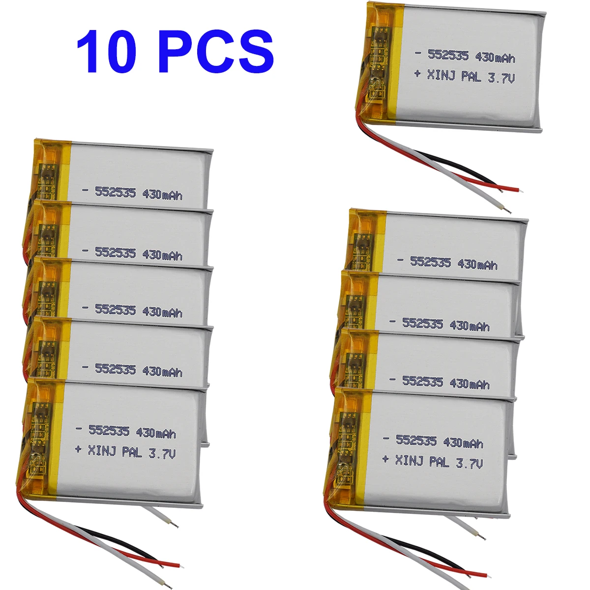 10pcs 3.7v 430mah 1.59wh recarregável li lipo bateria 552535 termistor ntc 3 fios para gps carro