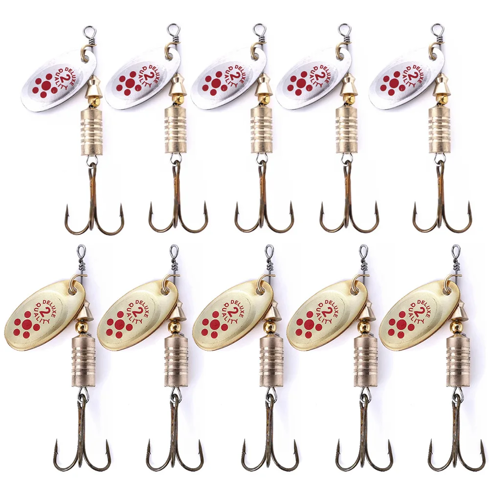 10Pcs 6.7cm 7g Spinner Spoon Metal Bait Fishing Lure Sequins Crankbait Spoon Baits for Bass Trout