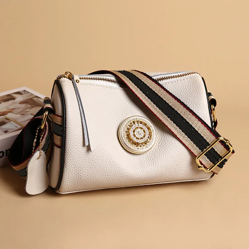 Women Genuine Leather Handbags Designer Rotating metal lock Ladies Shoulder Bags Fashion New Luxury