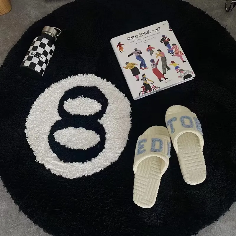 LAKEA Halloween 8 Ball Rug Indoor Home Decoration Spooky Halloween Gifts 8 Ball Accent Round Tufting