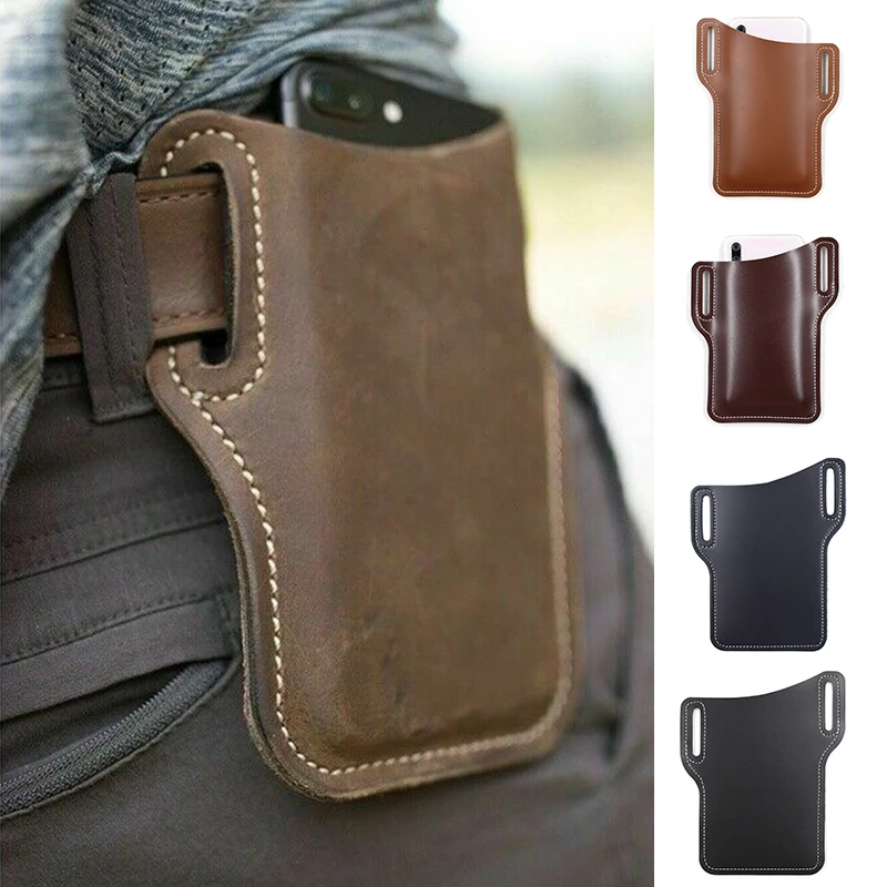Men Phone Case Holster Cellphone Loop Holster Belt Waist Bag Props Leather Purse Phone Wallet