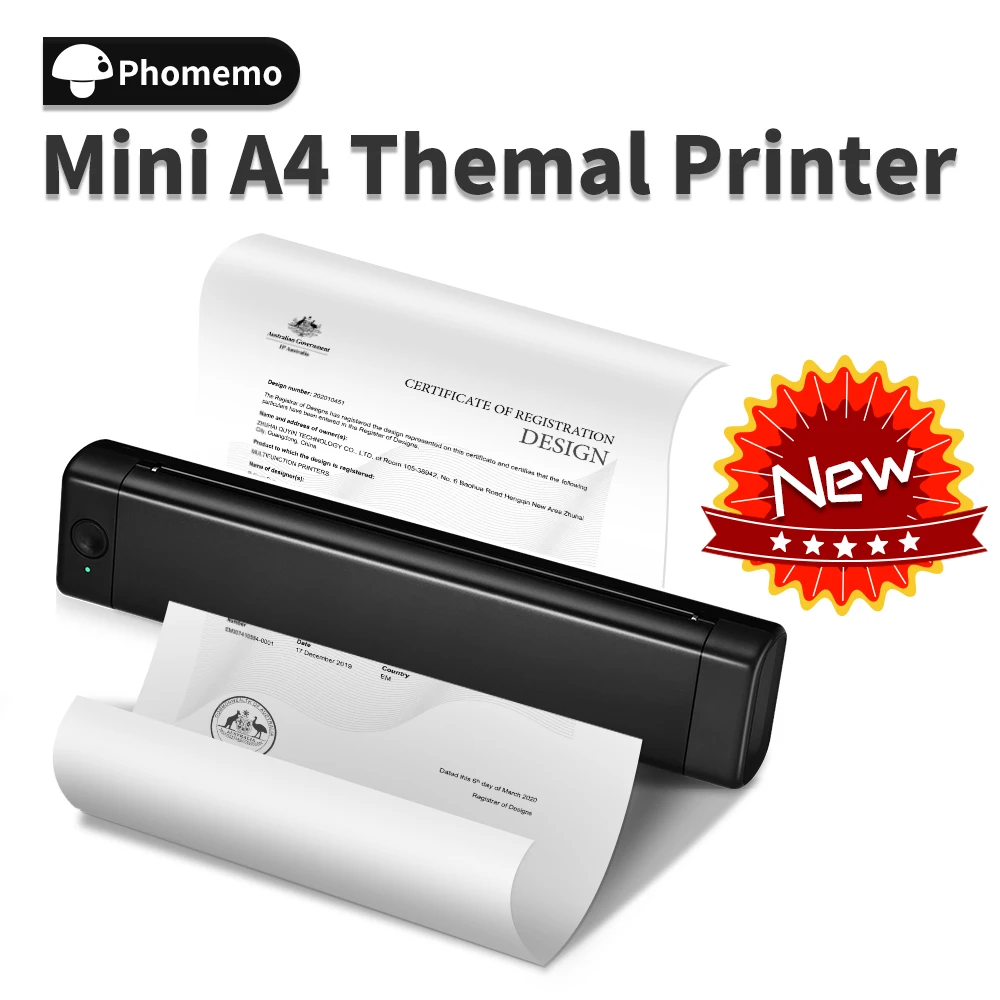 Phomemo M08F A4 Tragbare Thermo Drucker, Unterstützt 8.26 "x 11.69" A4 Thermische Papier, drahtlose
