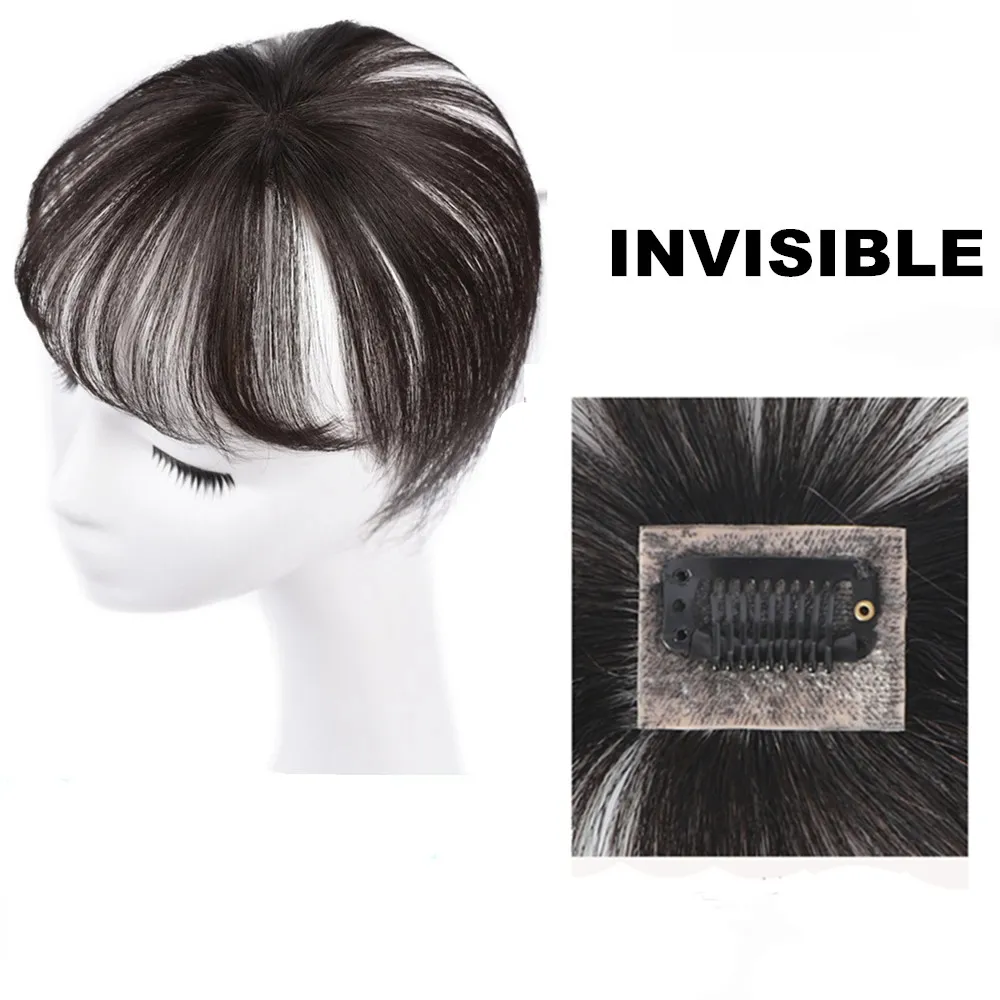 Anemone 3D Natural Human Hair Fringe Clip Ins Bangs Transparent Lace Air Bangs Brazilian Hair