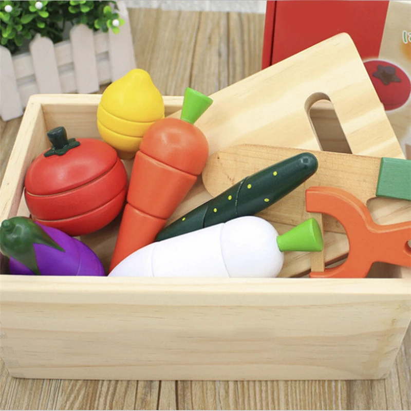 Simulation Kitchen Series Montessori Cut Fruits and Vegetables Wooden Toys Classic Pretend Play