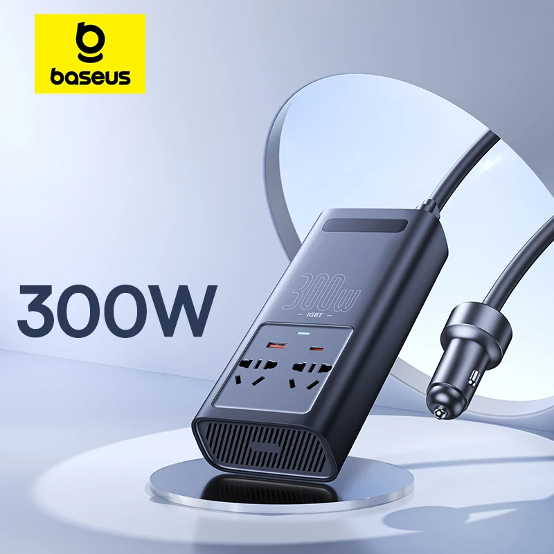 Baseus-inversor de energia do carro  display digital  USB tipo C  carregador rápido  adaptador de