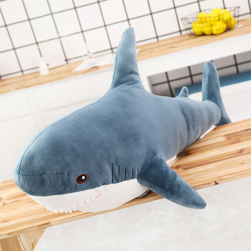 45/60/80cm Cute Shark Plush Toy Soft Stuffed Speelgoed Animal Reading Pillow for Birthday Gifts