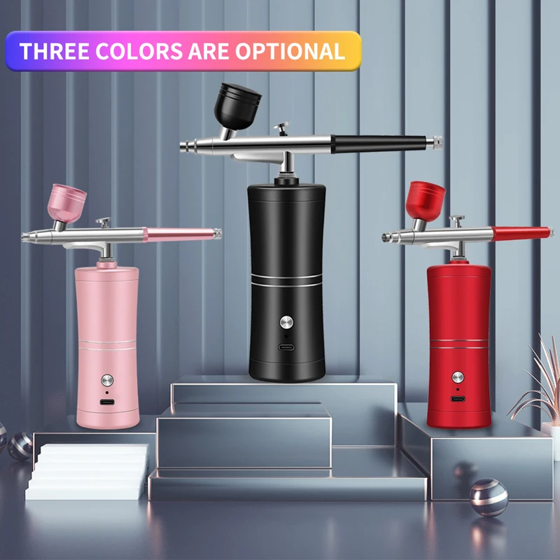 Portable Rechargeable Wireless Airbrush With Compressor Single Action Spray Gun For Face Beauty Nail