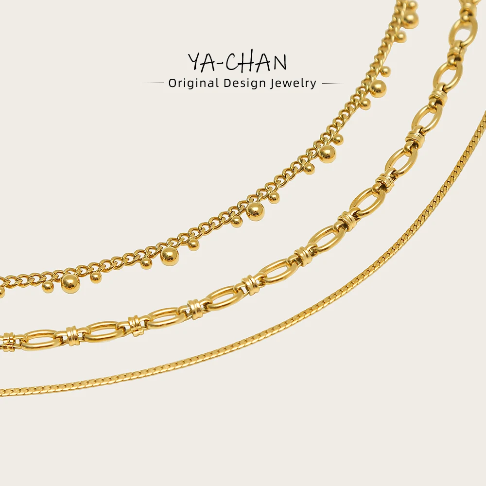 YACHAN 18K Gold Plated Stainless Steel Chains Necklaces for Women Punk Charm Collar Chain Choker