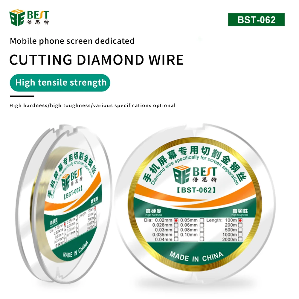 1 rolo especial diamante fio liga ouro molibdênio fio 100m 0.02-0.1mm linha de corte lcd/oled