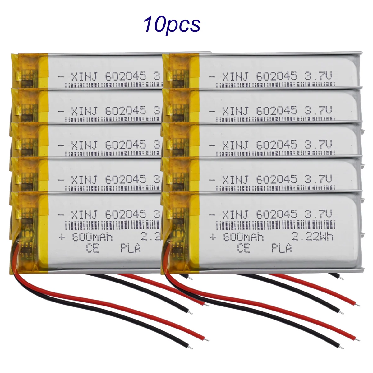 10 pces 3.7v 600mah 2.22wh 602045 bateria recarregável do li-po do polímero para o jogador do jogo