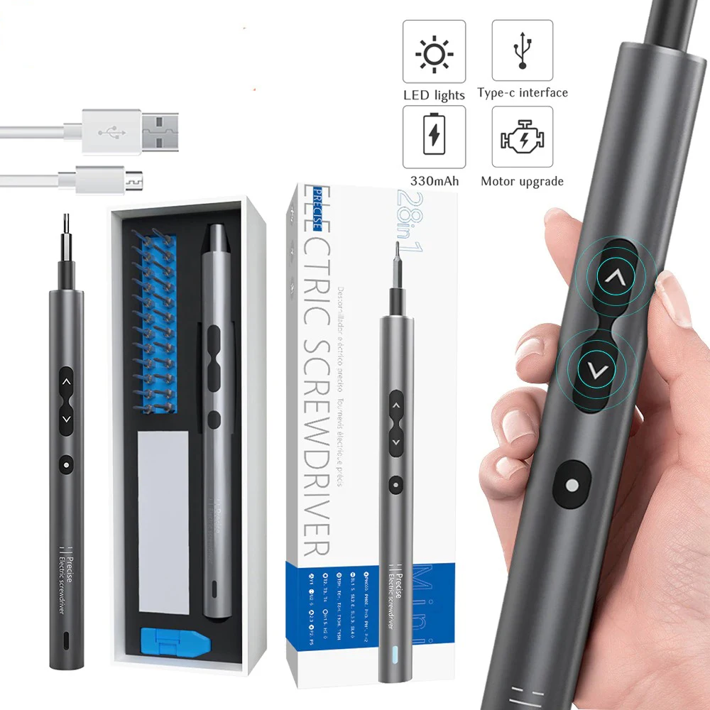 Sem fio elétrico Precision chave de fenda Set  recarregável Tipo-C Kit  Mini pequena ferramenta sem