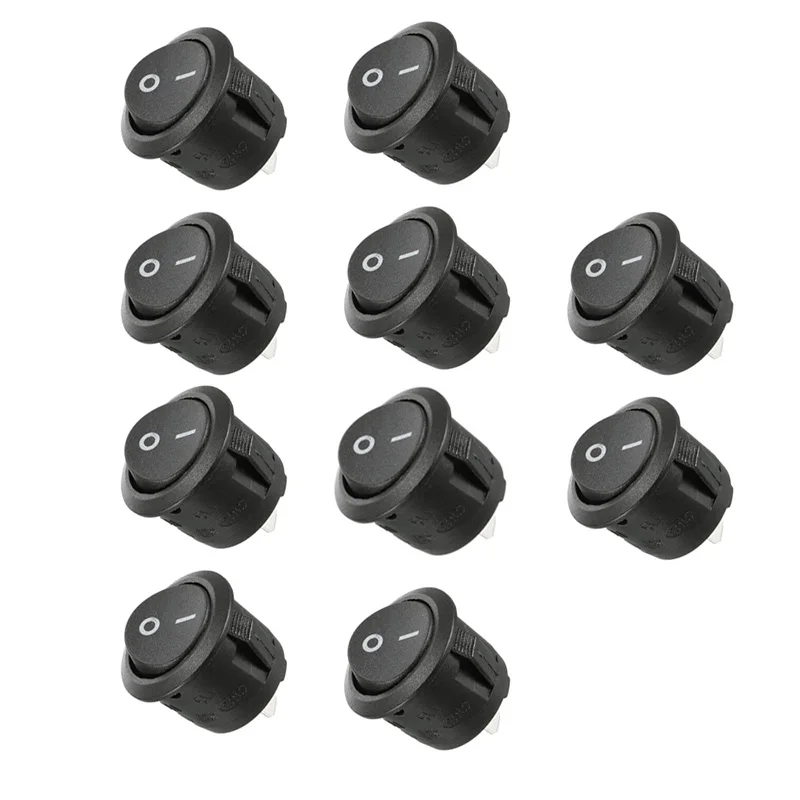10Pcs SPST Snap-in Switch ON Off 2 Pin Round Snap Rocker Boat Switch AC for Car Auto Boat Household
