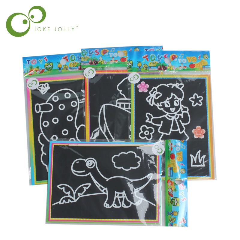 10 pcs 13x 9.8cm Scratch Art Paper Magic Painting Paper with Drawing Stick For Kids Toy Colorful