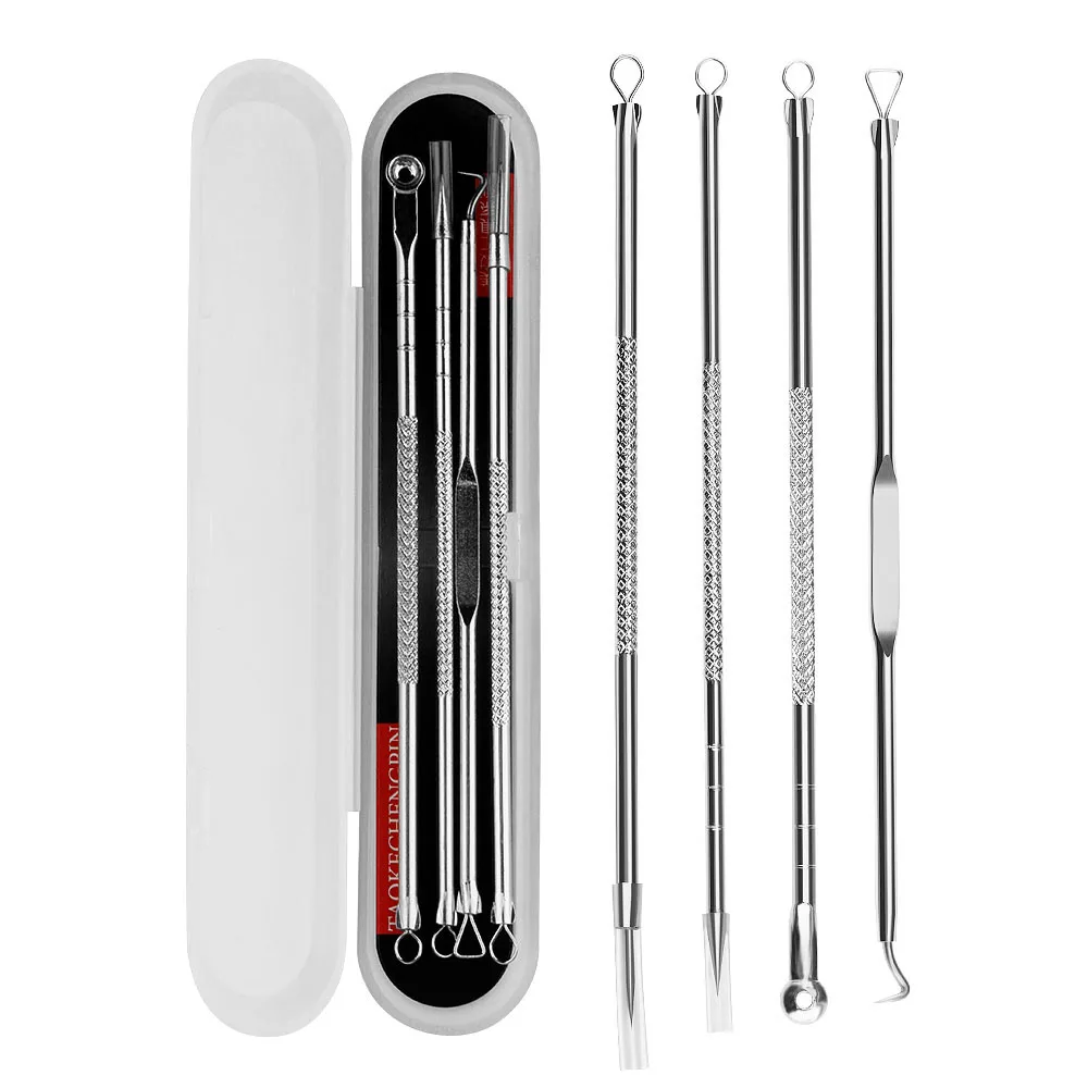 Acne Needle Remove Blackhead Blemish Pimple Comedone 4pcs/Set Double-ended Stainless Steel Facial