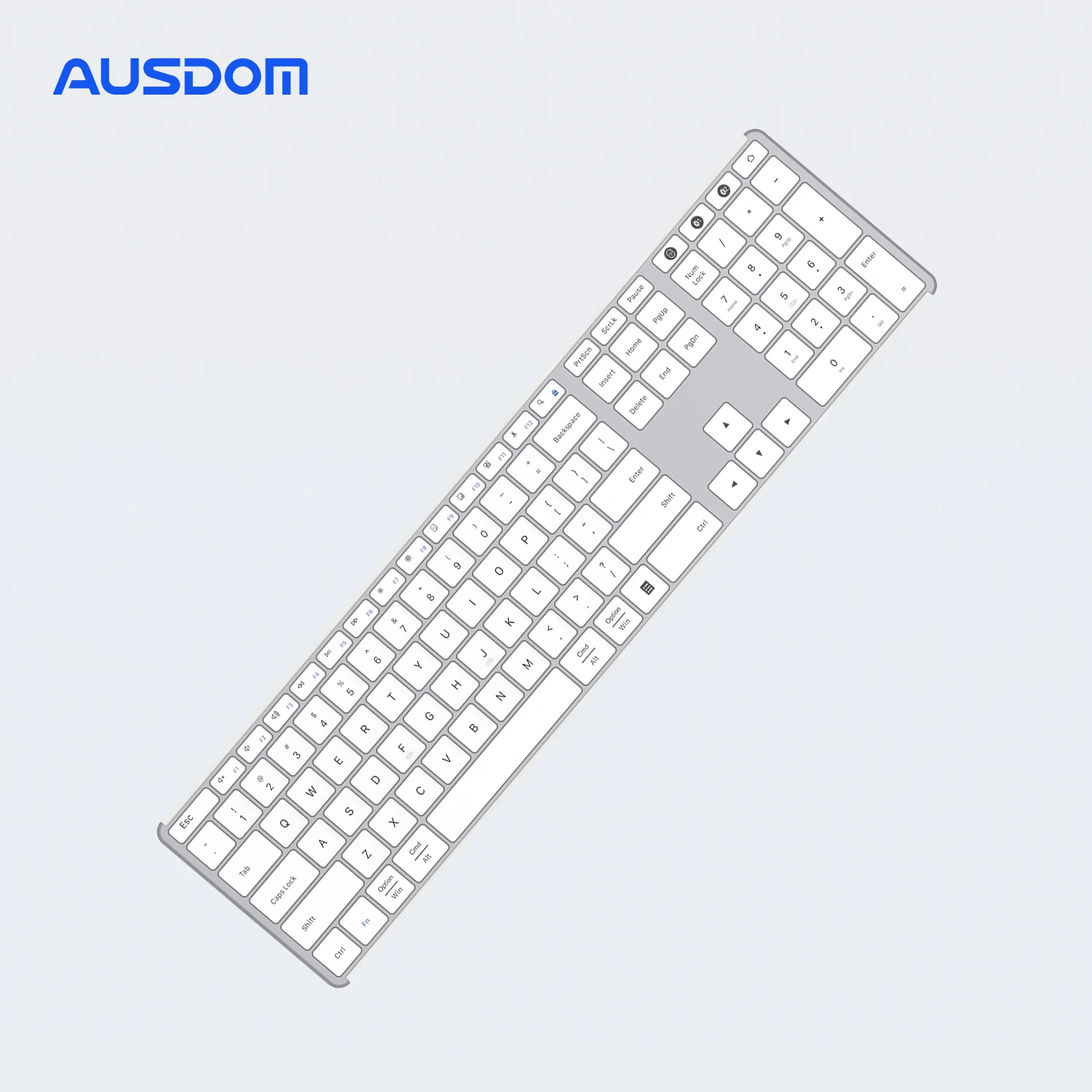 AUSDOM Wit Sofkeys 4 Draadloze Bluetooth Dual Mode 3 Key Zone Toetsenbord Office Home Toetsenbord Stille 110 Toetsen Voor PC Com