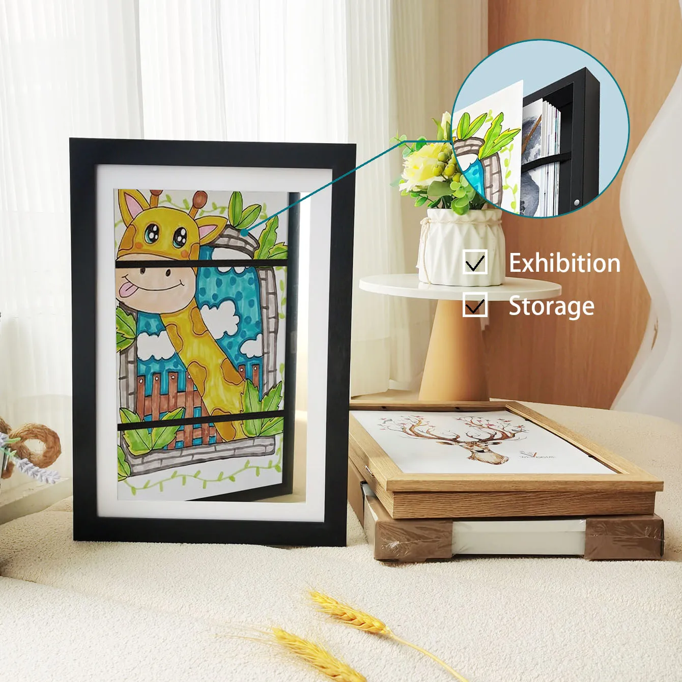 Children Art Frames Magnetic Front Open Changeable Kids Frametory for Poster Photo Drawing Paintings
