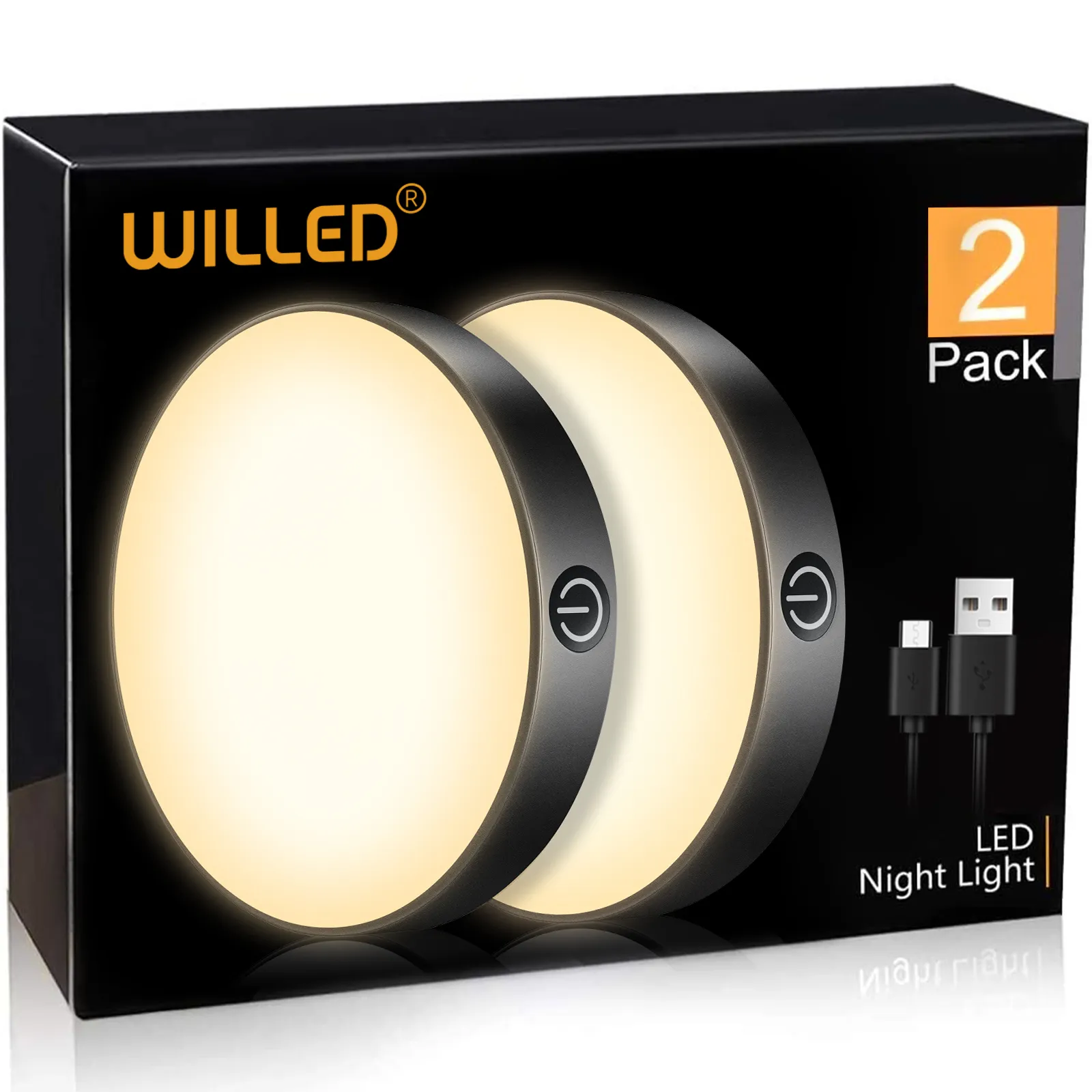 WILLED Rechargeable Dimmable Touch Light Buit-in 1000mAh Batter Portable LED Night Lights for