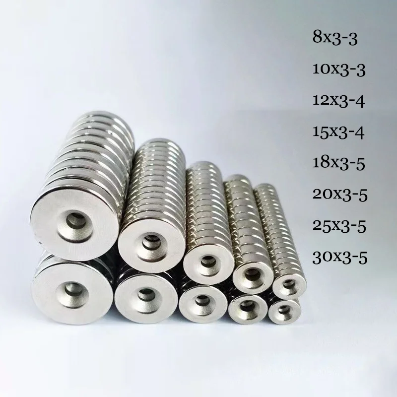 2-50 pcs Strong Magnets Countersunk Round NdFeB Powerful Rare Earth Permanent  Neodymium Magnet