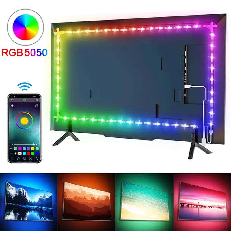 RGB 5050 Led Strip Light Bluetooth App Control 5V USB Led Tape Flexible Ribbon Diode Tape for TV