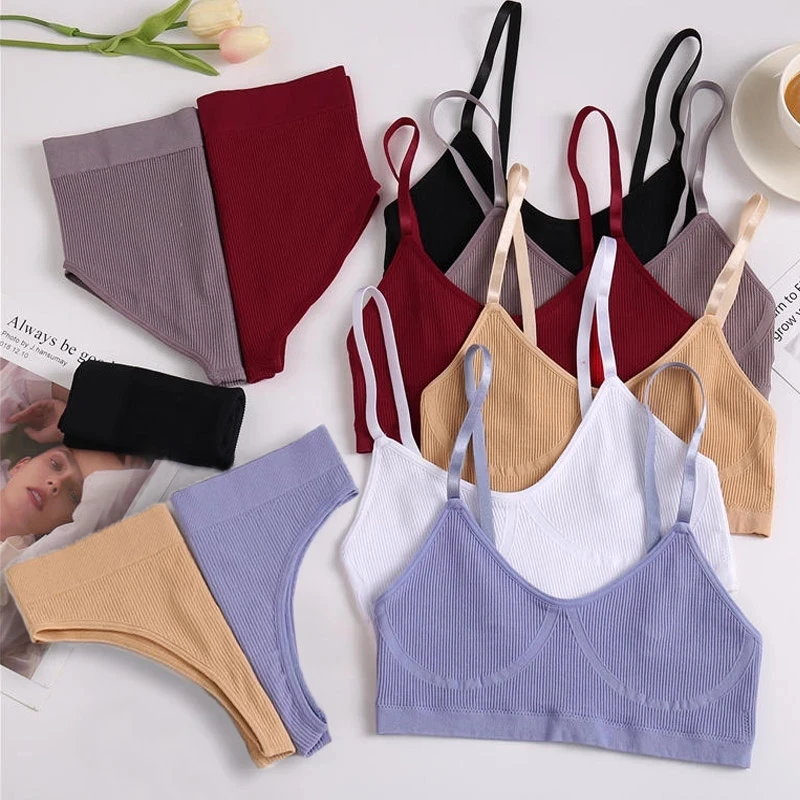 Women Bra Set Panties Sexy Push Up Bralette Female Fitness Seamless Underwear Sports Lingerie