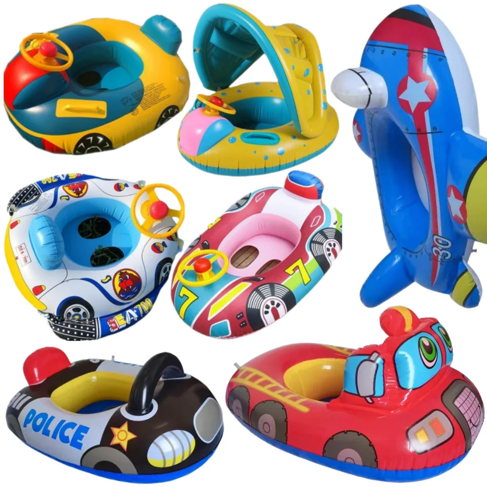 Inflatable Baby Swimming Rings Seat Floating Sun Shade Toddler Swim Circle Fun Pool Bathtub Beach