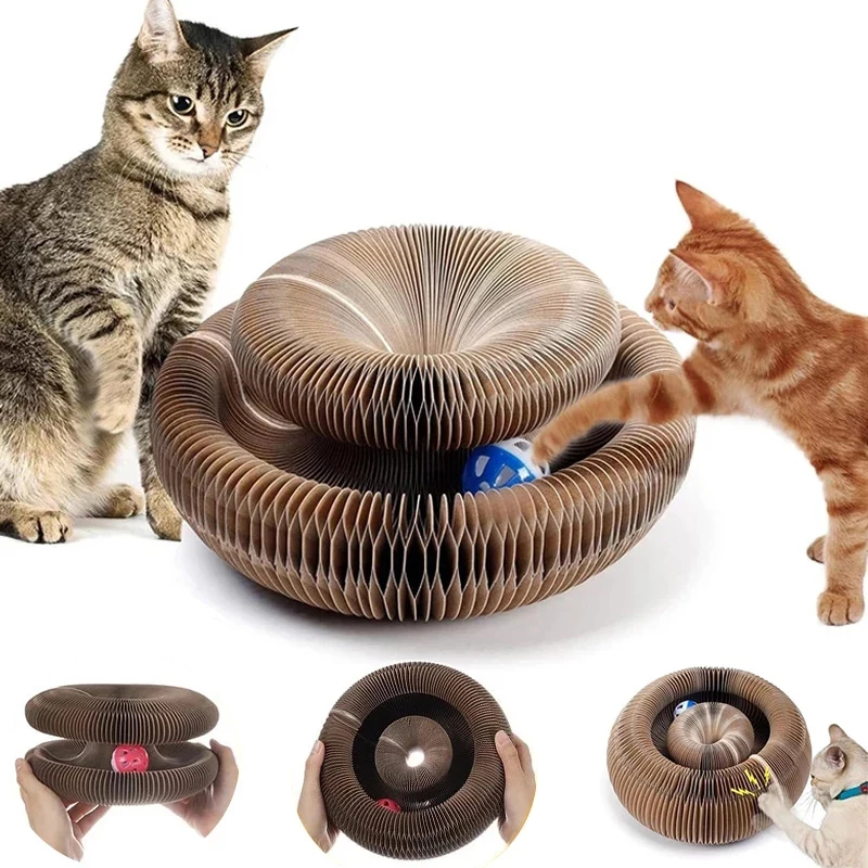 Magic Organ Cat Toy Cats Scratcher Scratch Board Round Corrugated Scratching Post Toys for Cats