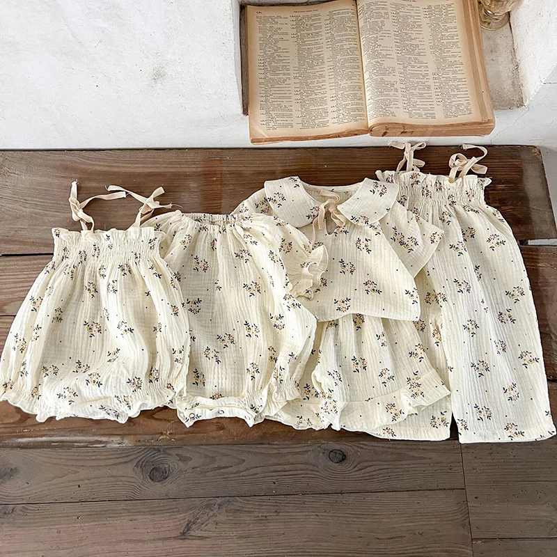 Korean Style Children Clothing Set Short Sleeved Cotton Printed T-Shirt+Shorts Newborn Baby Girls
