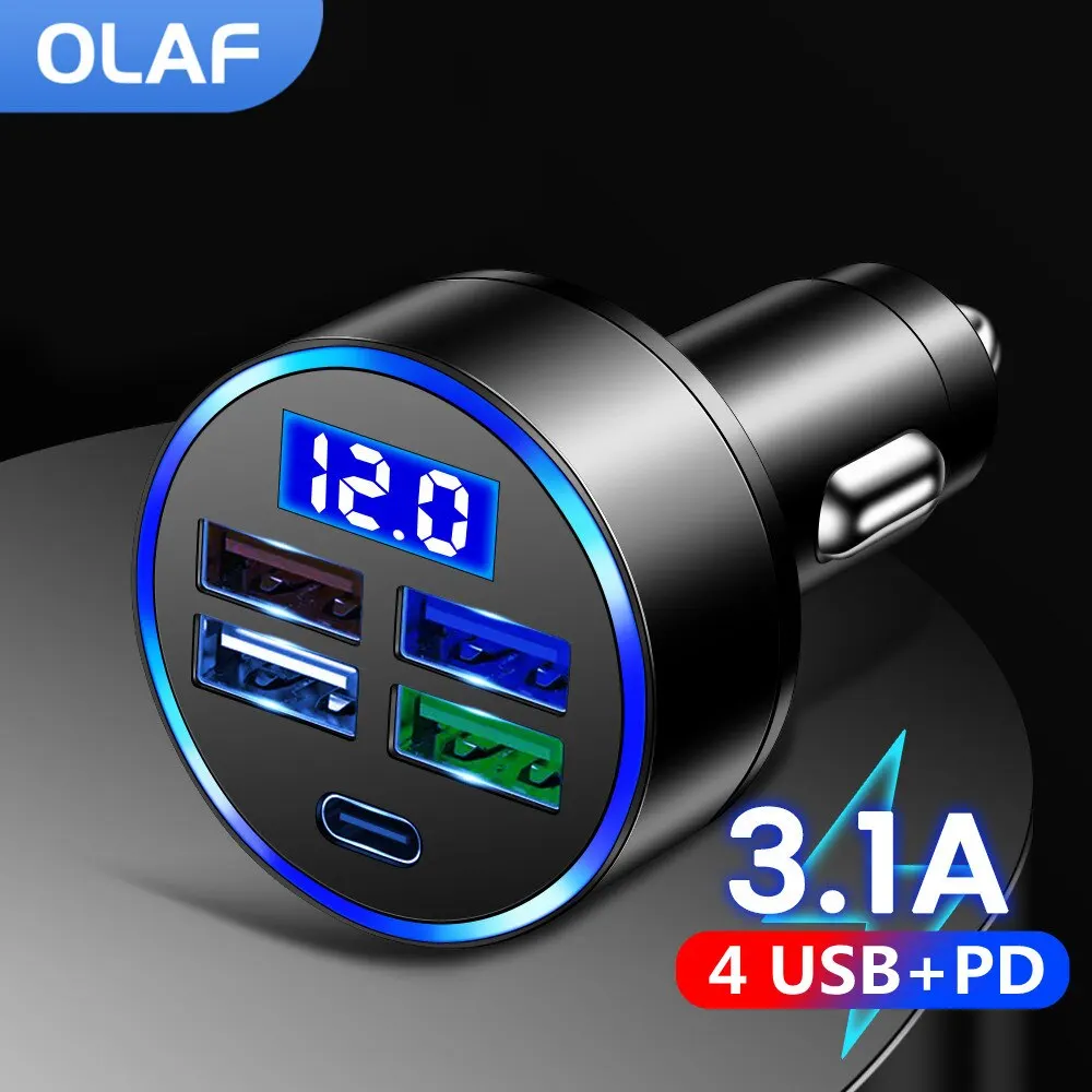 Olaf QC3.0 USB Car Charger Fast Charging Type C USB Phone Adapter in Car For iPhone 13 Pro Xiaomi
