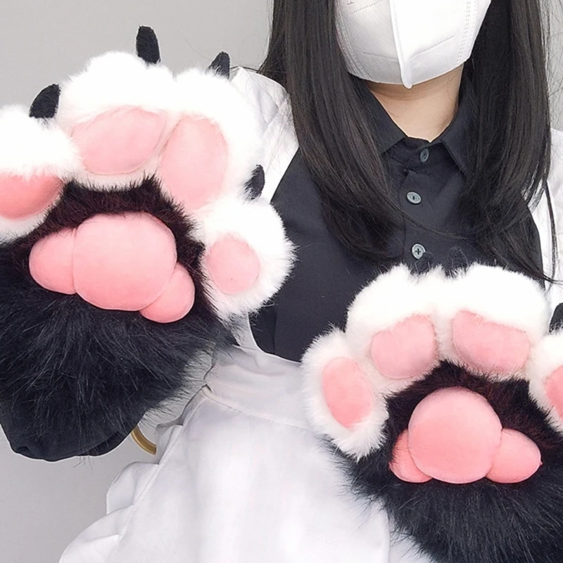 Furry Paw Gloves Cosplays Wolf Bear Animal Paw Plush Mittens for Women Girls Drop Shipping