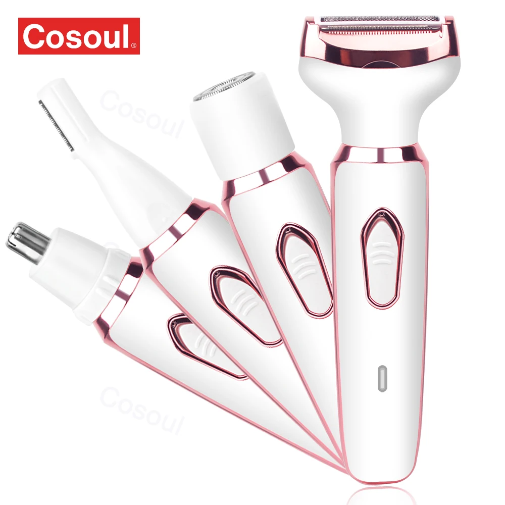 4 in 1 Electric Razor for Women Shaver Lady Shaver Body Hair Trimmer for Armpit Bikini Arm Leg Face