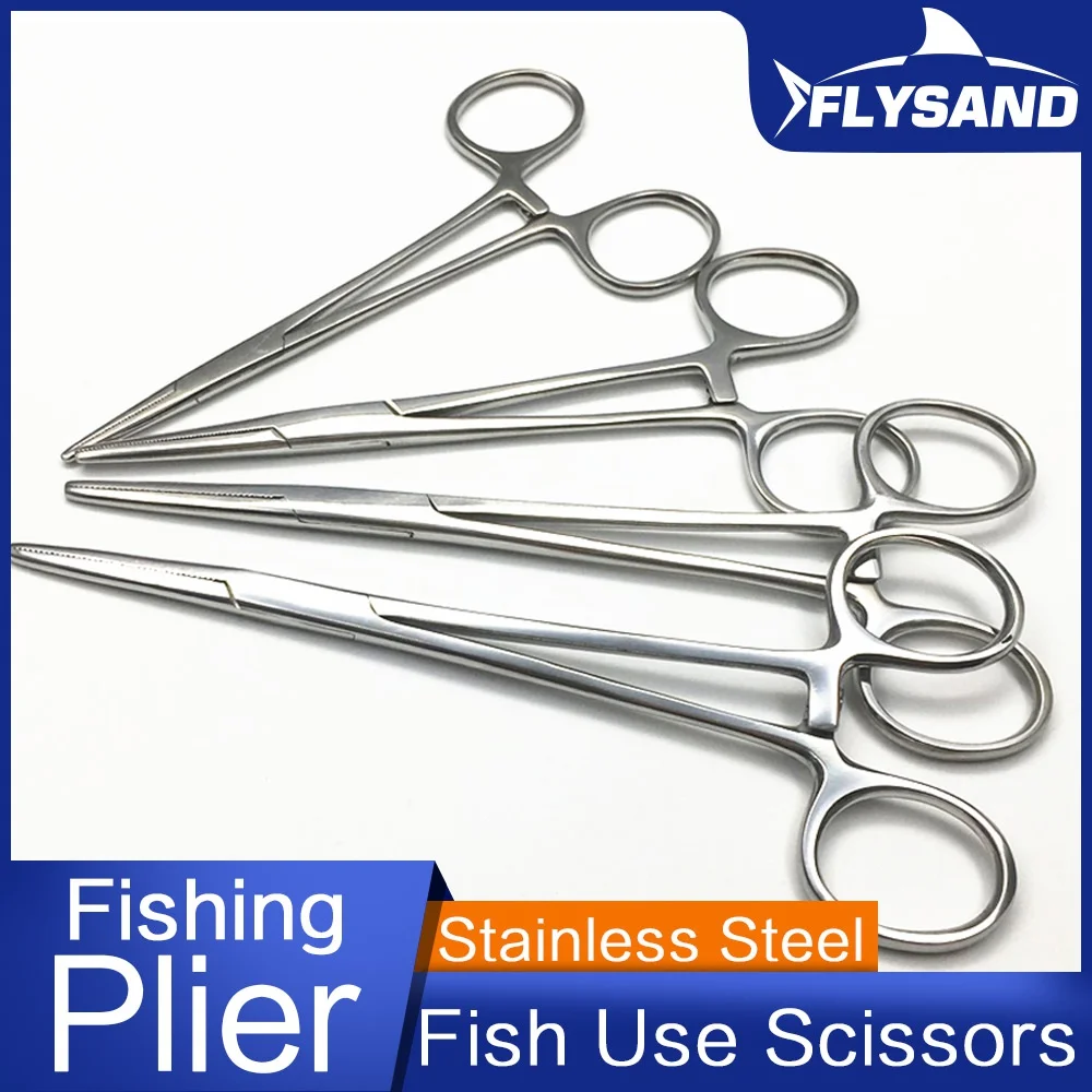 FLYSAND Stainless Steel Fishing Plier Scissor Line Cutter Hook Remover Forceps Tackle Curved Tip