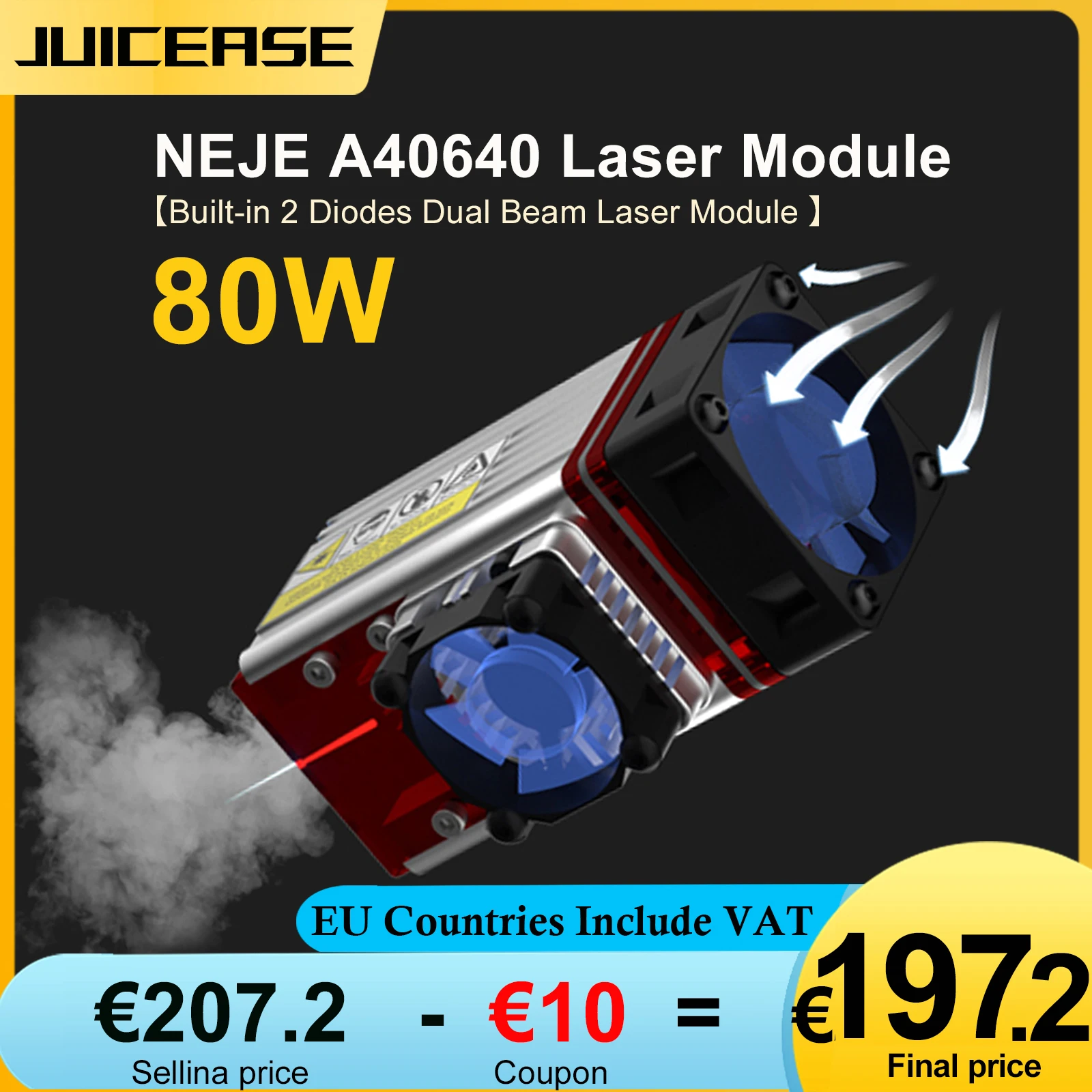 NEJE A40640 CNC-lasermodulekits met Air Assist 80W laserkop Blauw licht TTL-module voor lasersnijmachine Lasergravure